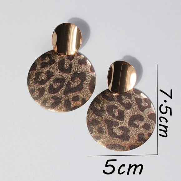 New leopard print round drop earrings - Picture 5 of 5